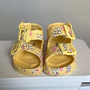 Kidgets Yellow Floral Kids Sandals with Buckles